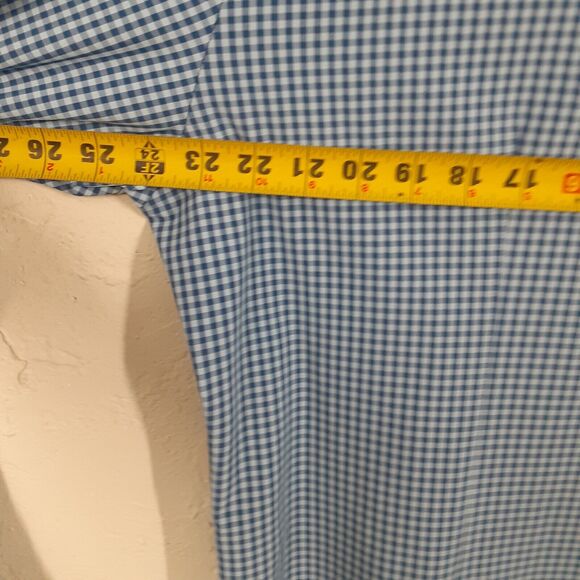 Mizzen + Main Adult Mens XL Trim Fit Blue Check Long Sleeve Button Up Shirt - Picture 6 of 7